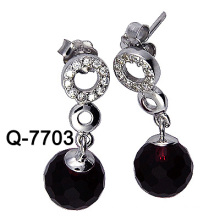 925 Art- und Weisesilberne Ohrringe mit großem Zircon (Q-7703 JPG)
